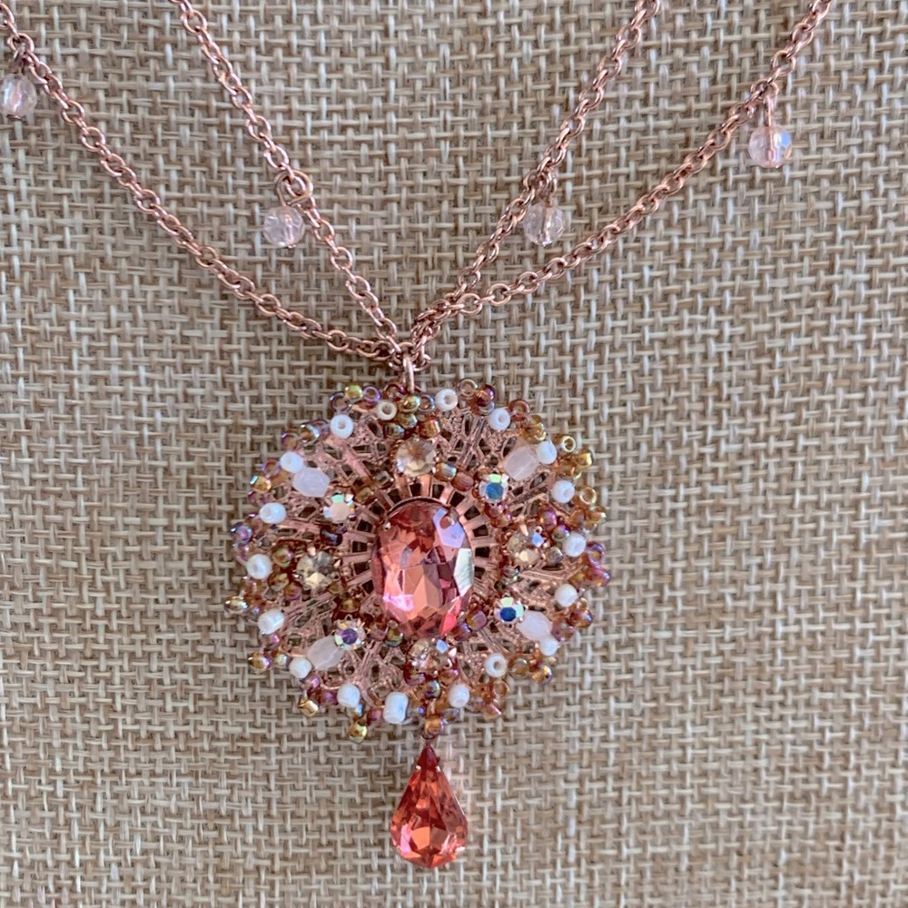 Avon Peach Paradise Medallion Necklace